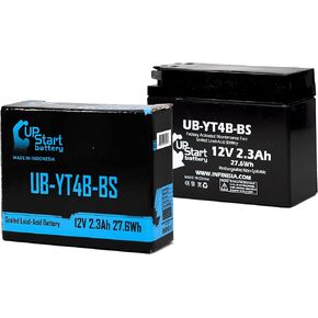 YT4B-BS Battery Replacement (2.3Ah, 12v, Sealed) Factory Activated, Maintenance Free Battery Compatible with - 2015 Yamaha SR400, 2008 Suzuki DR-Z70, 2009 Suzuki DR-Z70, 2006 Yamaha TTR50E
