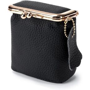 Litchi Leather Coin Purse للنساء ، محفظة محفظة محفظة Mini Lipstick حامل أزياء الصلبة قبلة القفل القفل كيس تخزين مربع (برتقالي)