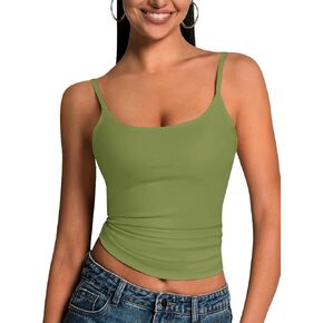 Women's Scoop Neck Tank Top Adjustable Spaghetti Strap Camisole Sleeveless Going Out y2k Tops Slim Fit Cami Tank