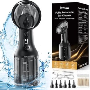 Electric Ear Wax Removal Kit with Integral Tank, Safe Ear Cleaner with 4 Pressure Modes, Ear Cleaning Kit with Digital Display, IPX7 Ear Irrigation Flushing System（Black）