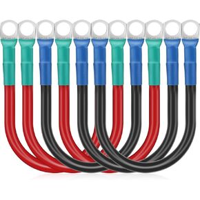 Linkstyle 6pcs 6awg Cableg Battery Cable ، 12 بوصة كابلات عاكس بطارية تلقائي مع 3/8 بوصة محطات الأسلاك النحاسية للألواح الشمسية البحرية للسيارة