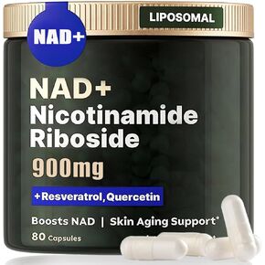 NAD+ Supplement, Liposomal Nicotinamide Riboside, Resveratrol Quercetin, NMN Supplement Alternative for Anti-Aging, Energy, Focus, for Women and Men, 80 Capsules