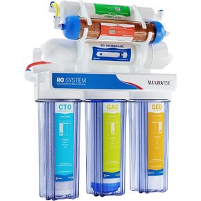 Max Water 6 Stage 100 GPD (Gallon Per Day) RODI (Reverse Osmosis Deionization) Water Filtration System for Aquarium