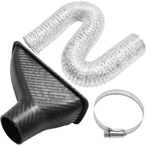 Universal Car Air Duct Front Bumper Intake Duct, Front Bumper Car Square Brake Air Duct with Extendable Flexible Hose and Hose Band Suitable for Various Vehicles