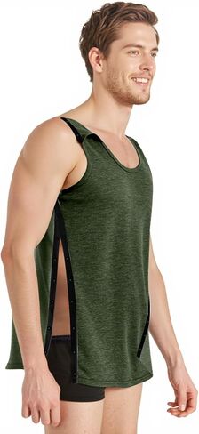 Shoulder & Side Full Snap-Access Tank Tops，Post Surgery Shirts Shoulder Arm Broken Breast Recovery Tank Tops - Unisex Sizing in Kuwait