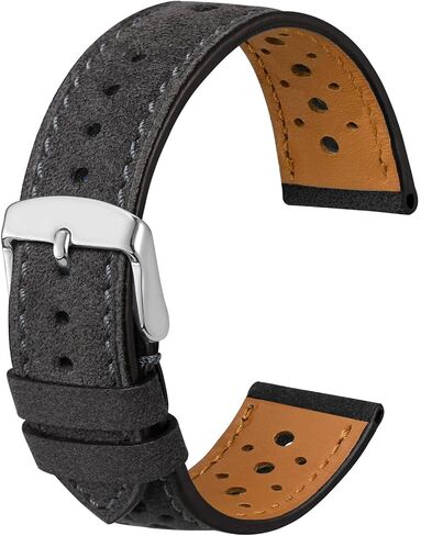 Anbeer Suede Leather Watch Band,18mm 20mm 22mm Perforated Replacement Wristband for Men Women,Classic Retro Watch Strap in Saudi Arabia