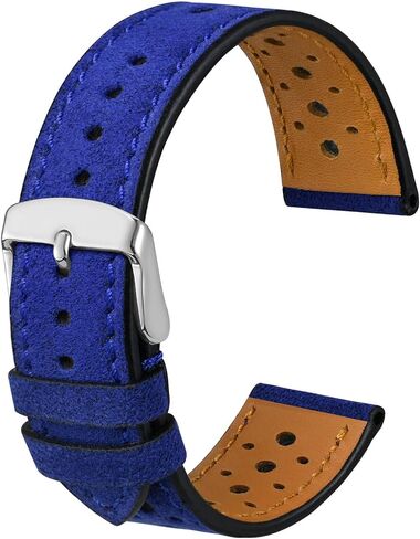 Anbeer Suede Leather Watch Band,18mm 20mm 22mm Perforated Replacement Wristband for Men Women,Classic Retro Watch Strap in Saudi Arabia