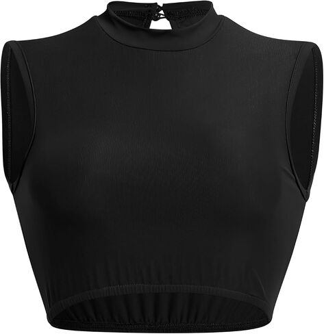 AFAVOM Women Lyrical Dance Costume Contemporary Dancing Dress Up Sleeveless Crop Top + Asymmetrical Leotard Skirt Dancewear in Saudi Arabia