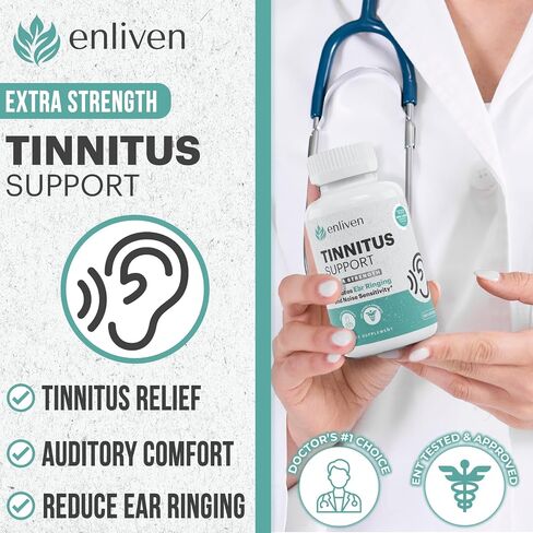 enliven Tinnitus Relief Pills | Prescription Strength Tinnitus Supplements for Ringing Ears | Extra Strength Formula | 60 Count | 2 Caplets Daily in Saudi Arabia