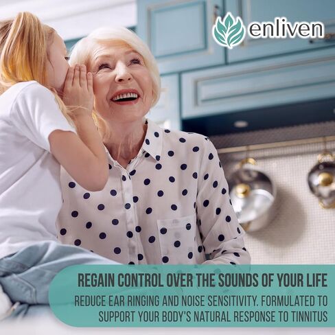 enliven Tinnitus Relief Pills | Prescription Strength Tinnitus Supplements for Ringing Ears | Extra Strength Formula | 60 Count | 2 Caplets Daily in Saudi Arabia
