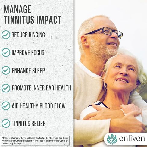 enliven Tinnitus Relief Pills | Prescription Strength Tinnitus Supplements for Ringing Ears | Extra Strength Formula | 60 Count | 2 Caplets Daily in Saudi Arabia