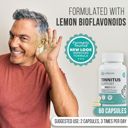 enliven Tinnitus Relief Pills | Prescription Strength Tinnitus Supplements for Ringing Ears | Extra Strength Formula | 60 Count | 2 Caplets Daily in Saudi Arabia