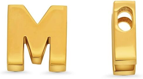 14k Yellow Gold Mini Sliding Block Initial Charm Uppercase Letter Slide Through Pendant in Saudi Arabia