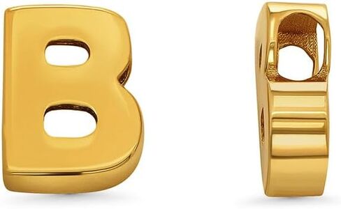 14k Yellow Gold Mini Sliding Block Initial Charm Uppercase Letter Slide Through Pendant in Saudi Arabia