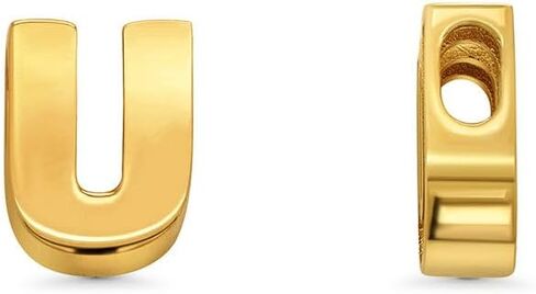 14k Yellow Gold Mini Sliding Block Initial Charm Uppercase Letter Slide Through Pendant in Saudi Arabia