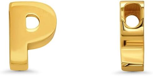 14k Yellow Gold Mini Sliding Block Initial Charm Uppercase Letter Slide Through Pendant in Saudi Arabia