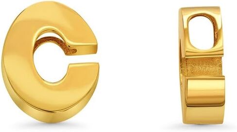 14k Yellow Gold Mini Sliding Block Initial Charm Uppercase Letter Slide Through Pendant in Saudi Arabia