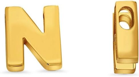 14k Yellow Gold Mini Sliding Block Initial Charm Uppercase Letter Slide Through Pendant in Saudi Arabia