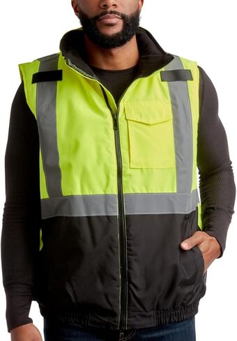 Bass Creek Outfitters Men's Safety Vest - High Visibility Workwear Insulated Construction Vest with Reflective Tape (M-XXL) in Kuwait