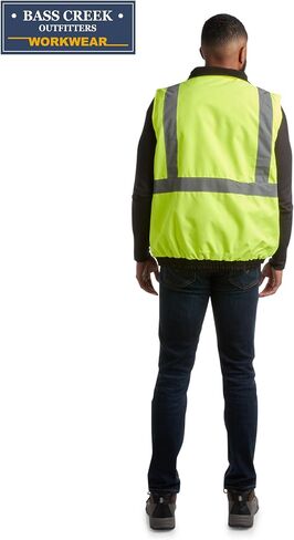 Bass Creek Outfitters Men's Safety Vest - High Visibility Workwear Insulated Construction Vest with Reflective Tape (M-XXL) in Kuwait