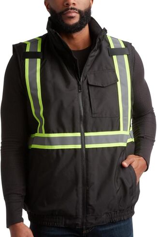 Bass Creek Outfitters Men's Safety Vest - High Visibility Workwear Insulated Construction Vest with Reflective Tape (M-XXL) in Kuwait