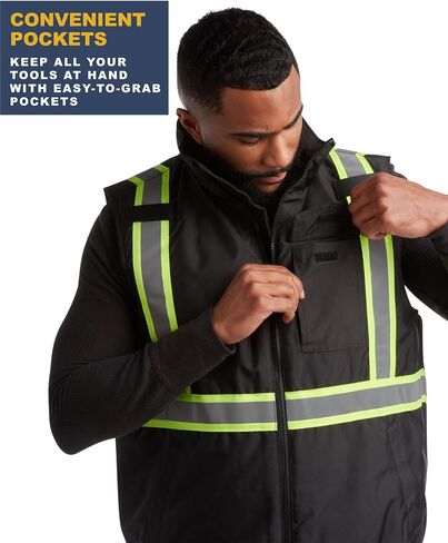 Bass Creek Outfitters Men's Safety Vest - High Visibility Workwear Insulated Construction Vest with Reflective Tape (M-XXL) in Kuwait