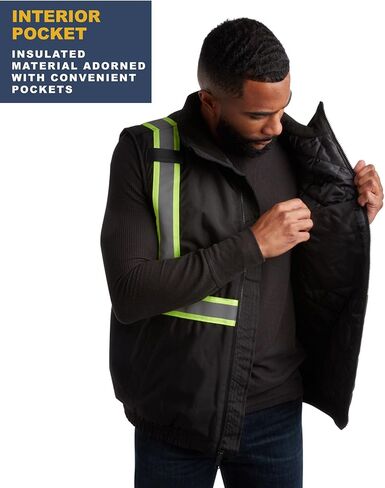 Bass Creek Outfitters Men's Safety Vest - High Visibility Workwear Insulated Construction Vest with Reflective Tape (M-XXL) in Kuwait