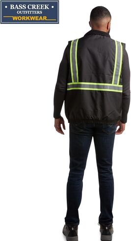 Bass Creek Outfitters Men's Safety Vest - High Visibility Workwear Insulated Construction Vest with Reflective Tape (M-XXL) in Kuwait
