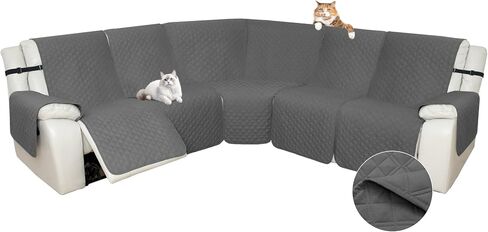 Arfntevss Sectional Recliner Couch Covers for Reclining Sectional Corner Sofa Cover for Dog Washable L Shaped Recliner Slipcover Sets 7-Piece U Shape Non Slip Furniture Protector (Large, Dark Gray) in Saudi Arabia