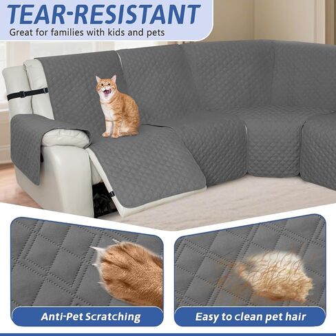 Arfntevss Sectional Recliner Couch Covers for Reclining Sectional Corner Sofa Cover for Dog Washable L Shaped Recliner Slipcover Sets 7-Piece U Shape Non Slip Furniture Protector (Large, Dark Gray) in Saudi Arabia