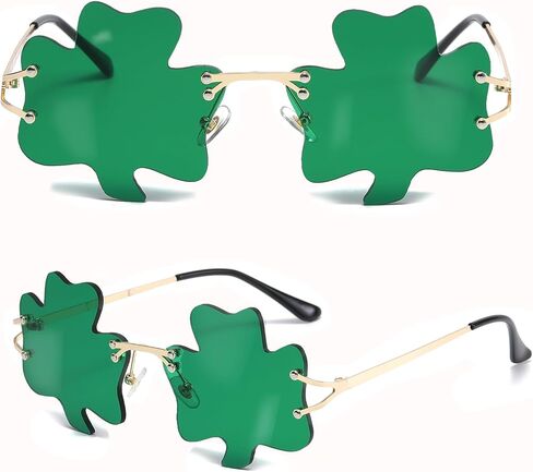 St. Patrick’s Day Irish Shamrock Sunglasses - Four Leaf Clover Leprechaun Costume Glasses Party Decorations Accessories in Saudi Arabia