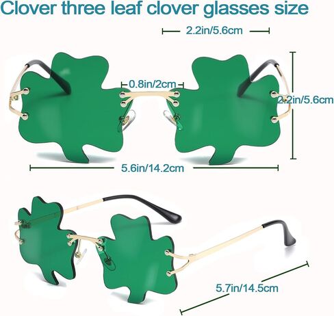 St. Patrick’s Day Irish Shamrock Sunglasses - Four Leaf Clover Leprechaun Costume Glasses Party Decorations Accessories in Saudi Arabia