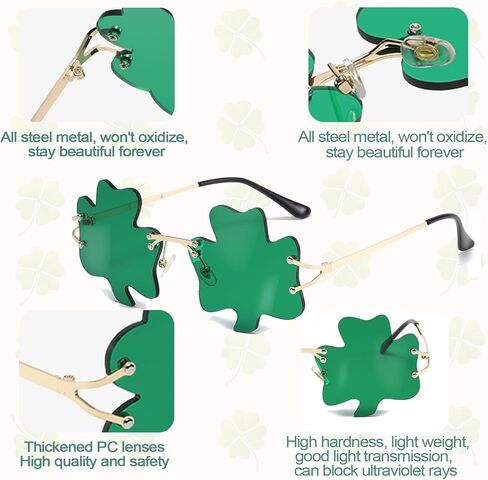 St. Patrick’s Day Irish Shamrock Sunglasses - Four Leaf Clover Leprechaun Costume Glasses Party Decorations Accessories in Saudi Arabia