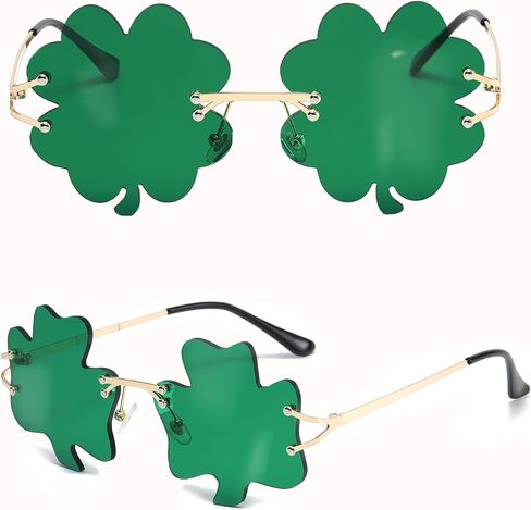 St. Patrick’s Day Irish Shamrock Sunglasses - Four Leaf Clover Leprechaun Costume Glasses Party Decorations Accessories in Saudi Arabia