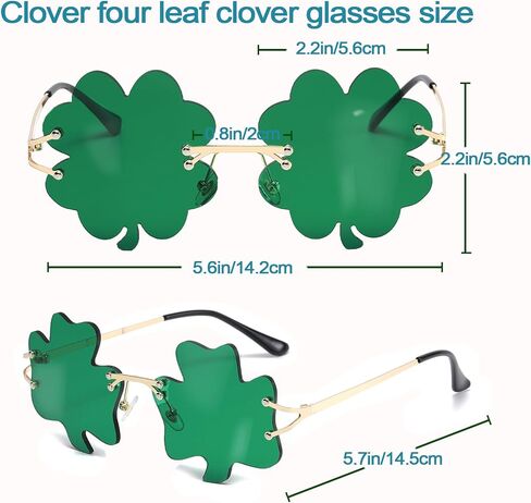 St. Patrick’s Day Irish Shamrock Sunglasses - Four Leaf Clover Leprechaun Costume Glasses Party Decorations Accessories in Saudi Arabia