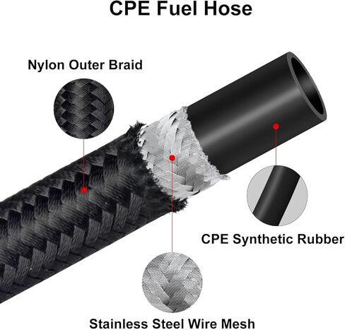4AN Fuel Line Hose Fitting Kit, 4AN CPE Nylon Braided Fuel Line Kit 16FT in Saudi Arabia