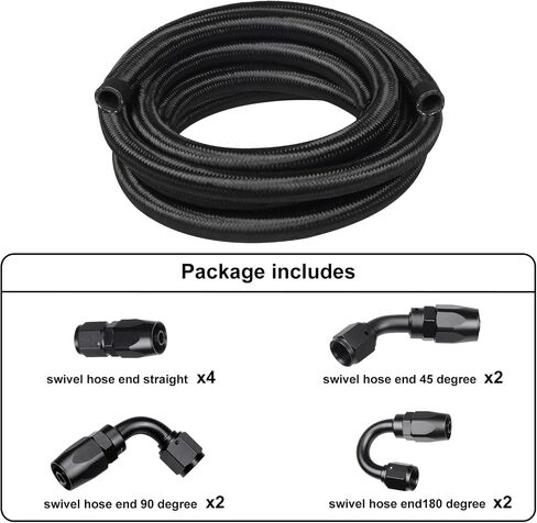 4AN Fuel Line Hose Fitting Kit, 4AN CPE Nylon Braided Fuel Line Kit 16FT in Saudi Arabia