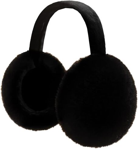 Plush Ear Muffs Winter Ear Warmers Cold Weather Ear Covers Faux Fur Earmuffs Adjustable Ear Wraps Soft Ear Headbands Black in Saudi Arabia