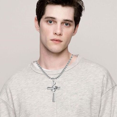 Men's Cross Necklace 316L Titanium Steel Christ Pendant Chain Jewelry Cross Necklace for Men in Saudi Arabia