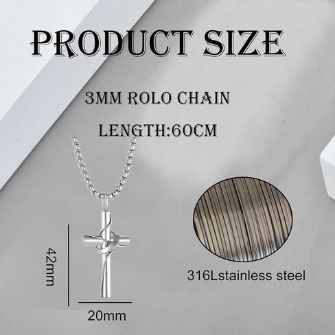 Men's Cross Necklace 316L Titanium Steel Christ Pendant Chain Jewelry Cross Necklace for Men in Saudi Arabia