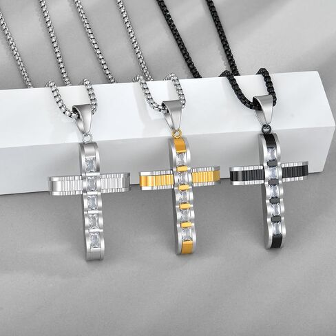 Men's Cross Necklace 316L Titanium Steel Christ Pendant Chain Jewelry Cross Necklace for Men in Saudi Arabia