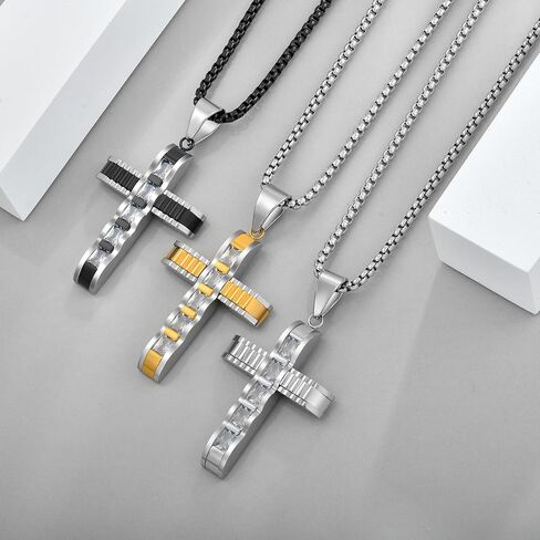 Men's Cross Necklace 316L Titanium Steel Christ Pendant Chain Jewelry Cross Necklace for Men in Saudi Arabia