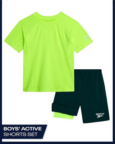 Reebok Toddler Boys Short Set - 2 Piece Summer Outfit with T-Shirt and Shorts - Activewear Clothes for Toddler & Little Boys in Saudi Arabia
