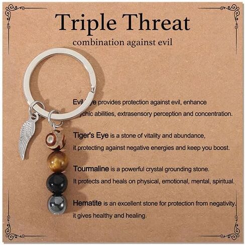هدايا مفاتيح الحماية الثلاثية ، الشفاء الطبيعي Crystal Evil Eye -eke -keychain هدايا للنساء in Kuwait