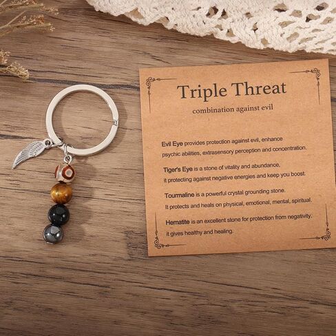 هدايا مفاتيح الحماية الثلاثية ، الشفاء الطبيعي Crystal Evil Eye -eke -keychain هدايا للنساء in Kuwait