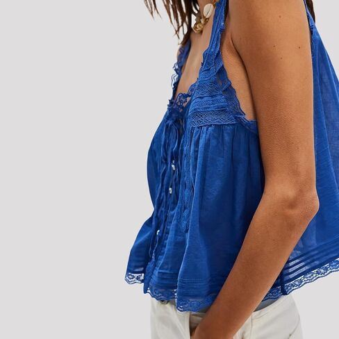 المرأة بلا أكمام تكدرت الدانتيل تقليم الشيفون المحاصيل الأعلى سكوب الرقبة فلوي زر أسفل الجبهة التعادل شبكة قطع علوية بدون أكتاف in Kuwait