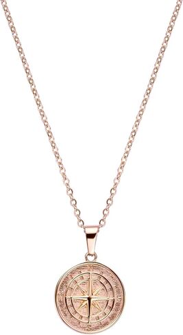 | Compass Pendant Necklace | 20.5" Chain Link with 20MM x 20MM Pendant | Waterproof, Heat & Sweat Resistant | Gifts for Men | Men's Jewelry | in Saudi Arabia