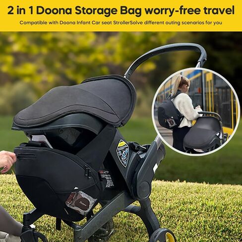 mamatepe Storage Bag Compatible with Doona Infant Car Seat Stroller, All-Day Organizer Diaper Bag with Large Capacity,Wearable Backpack for Baby Travel Essential,Easy Snap-On Storage，Grey in Saudi Arabia