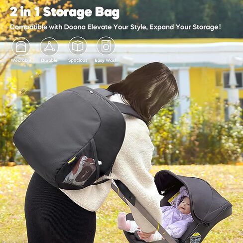 mamatepe Storage Bag Compatible with Doona Infant Car Seat Stroller, All-Day Organizer Diaper Bag with Large Capacity,Wearable Backpack for Baby Travel Essential,Easy Snap-On Storage，Grey in Saudi Arabia