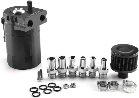 oil catch can kit, universal 300ml aluminum oil collector tank with air filter,hose and other accessories (Black) in Saudi Arabia